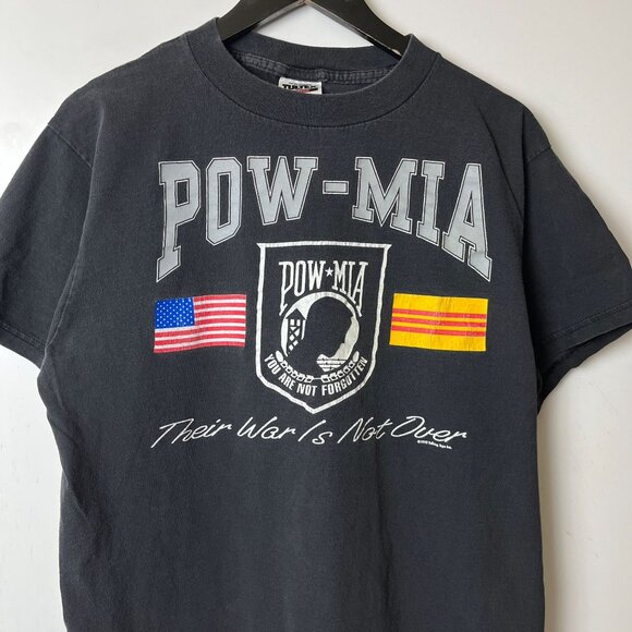 1992 Pow Mia T Shirt Vintage 90s Medium M Adult Black Graphic Tee - Picture 10 of 15